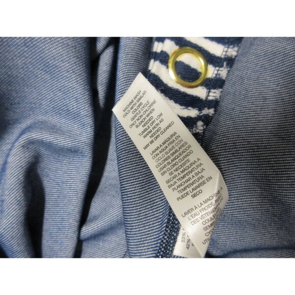 Chico's Zenergy women's blue nautical 3/4 sleeve side snap boxy top blouse M - Picture 8 of 12